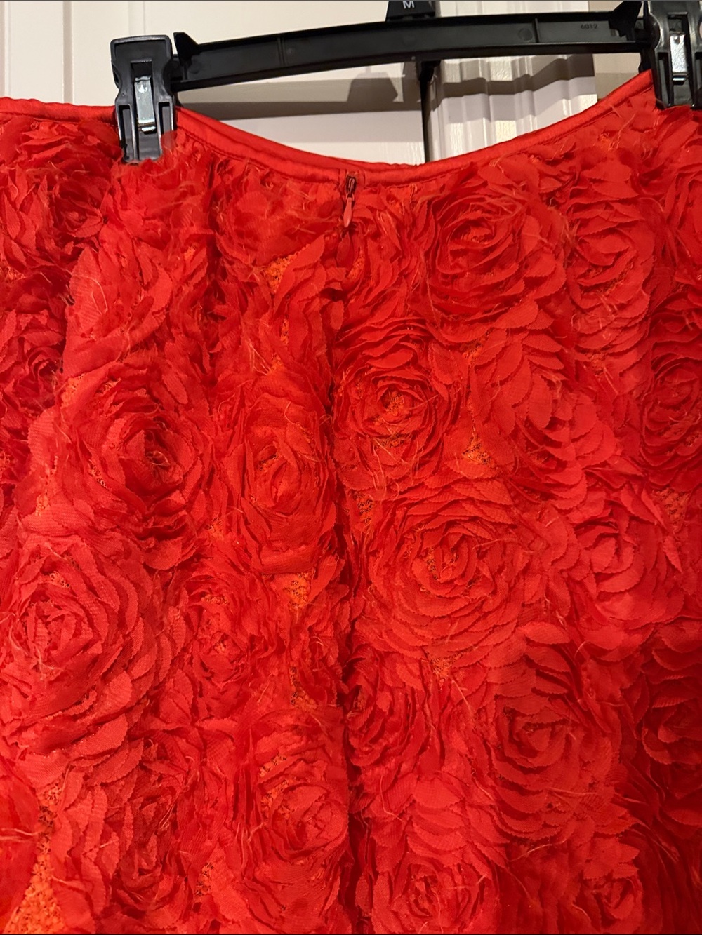 Red Rosette Textured Maxi  Skirt - Picture 7 of 9